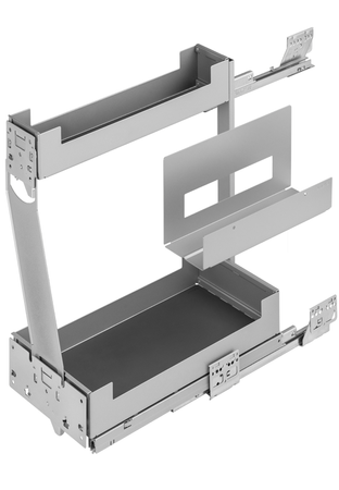 Kosz cargo PEKA Pinello Board Liro do szafki 300, metalowy, uchwyt na deski kuchenne, lewy, 2 półki, szary