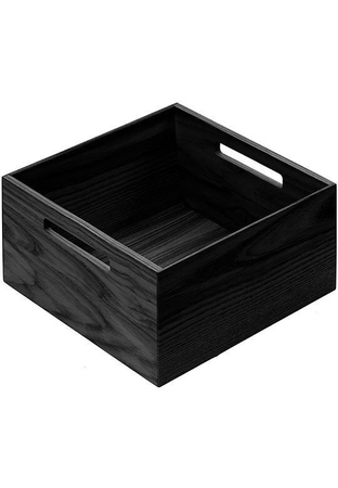 Organizer na segregację akcesoriów PEKA FINELINE LINIQ drewniany, skrzynka kwadratowa z uchwytami, 236x236x120 mm, dąb czarny