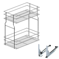 Kosz cargo mini dolny 2 półki REJS VARIANT MULTI do szafki 500mm L450 efekt chrom/ocynk (2025) + prowadnice FULL