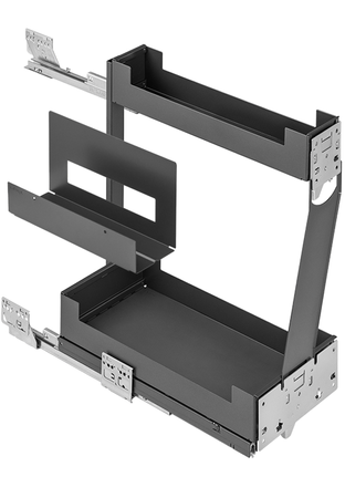 Kosz cargo PEKA Pinello Board Liro do szafki 300, metalowy, uchwyt na deski kuchenne, prawy, 2 półki, antracyt
